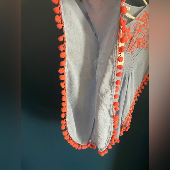 AMERICA & BEYOND PERIWINKLE ORANGE DETAIL COVER-UP Girls size 5 - Picture 3 of 4